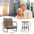 thumbnail image 5 of JXXM 3 Piece Outdoor Chair Set with Side Table, Aluminum Frame, 6.5" Thick Cushions, 24" Wide Seat for Porch Deck Backyard, White, 5 of 9