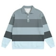 thumbnail image 4 of LNZGNM Men's Polo Shirts Plus Size Color Block 3 Button Shirt Lightweight Lapel Long Sleeve Golf Shirt Loose Fashion Fall Tops,Gray 3XL, 4 of 5