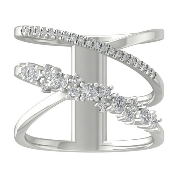 Araiya Fine Jewelry 10K White Gold Round-shape Lab Grown Diamond Fashion Band Ring ( 1/2 cttw, D-F Color, VS Clarity) Size 6