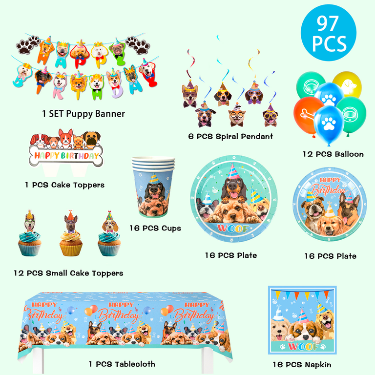 24 PCS Adorable Dog Face Cupcake Toppers - Perfect For Dog Birthday Parties & Puppy Theme Decor