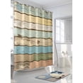 thumbnail image 3 of Retro Wood Grain Shower Curtain, Blue Yellow Green Vintage Waterproof Shower Curtain Set with 12 Hooks Lightweight Washable Fabric Shower Curtains for Bathroom 72x72 Inches, 3 of 6