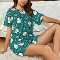 thumbnail image 4 of Wukai Love Dog Women's Pajama Set,Short-Sleeve Top and Shorts with Elastic Waistband and Pockets for Loungewear, Yoga, and Casual Wear-, 4 of 6