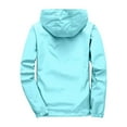 thumbnail image 4 of Dwelliawo Rain Jacket Men Waterproof Cycling Windbreaker Hooded Jackets Lightweight Work Travel Hiking Jacket Softshell Rain Full Zip Raincoats with Pocket Clearance Light Blue 2XL, 4 of 6