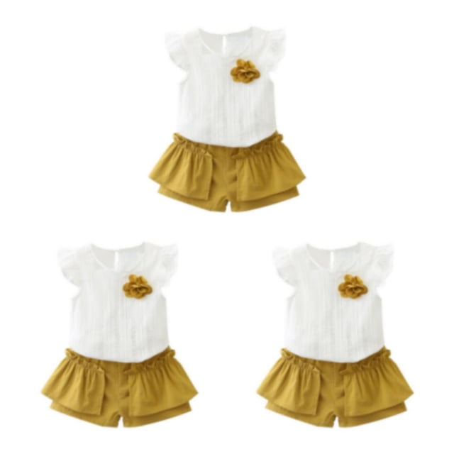 Qarigey 2 unids/set niña verano algodón Top corto conjunto fiesta sin mangas chaleco pantalones Kit ropa cumpleaños regalo tamaño 11 Type1 NO1