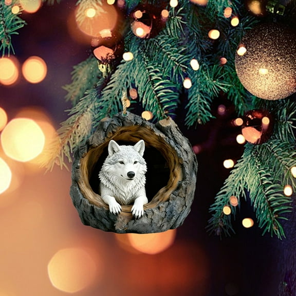 HOARBOEG Acrylic Tree Hole Christmas Ornament with Animal Design, Color Hanging Pendant for Window, Door, and Tree Decoration, Plastic Holiday Decor for Indoor Outdoor