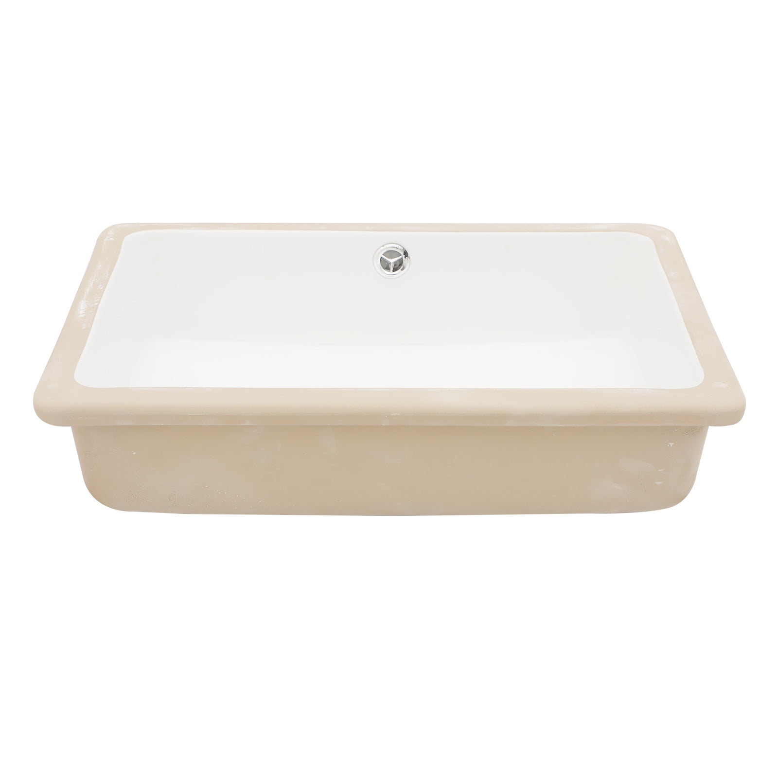 18"x12"×8.25" White Ceramic Rectangular Undermount Bathroom Sink with Overflow