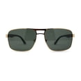 thumbnail image 1 of Mens Color Mirror Classic Rectangular Metal Rim Officer Sunglasses Gold Green, 1 of 4