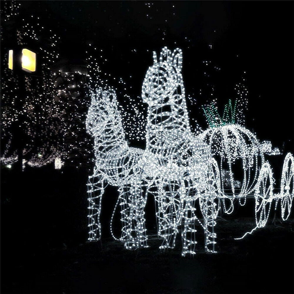 ZOELNIC 40ft 100LEDs Christmas Solar Powered Rope Tube String Lights Strip Outdoor Garden Xmas Tree Holiday Decor Fairy Lights, White