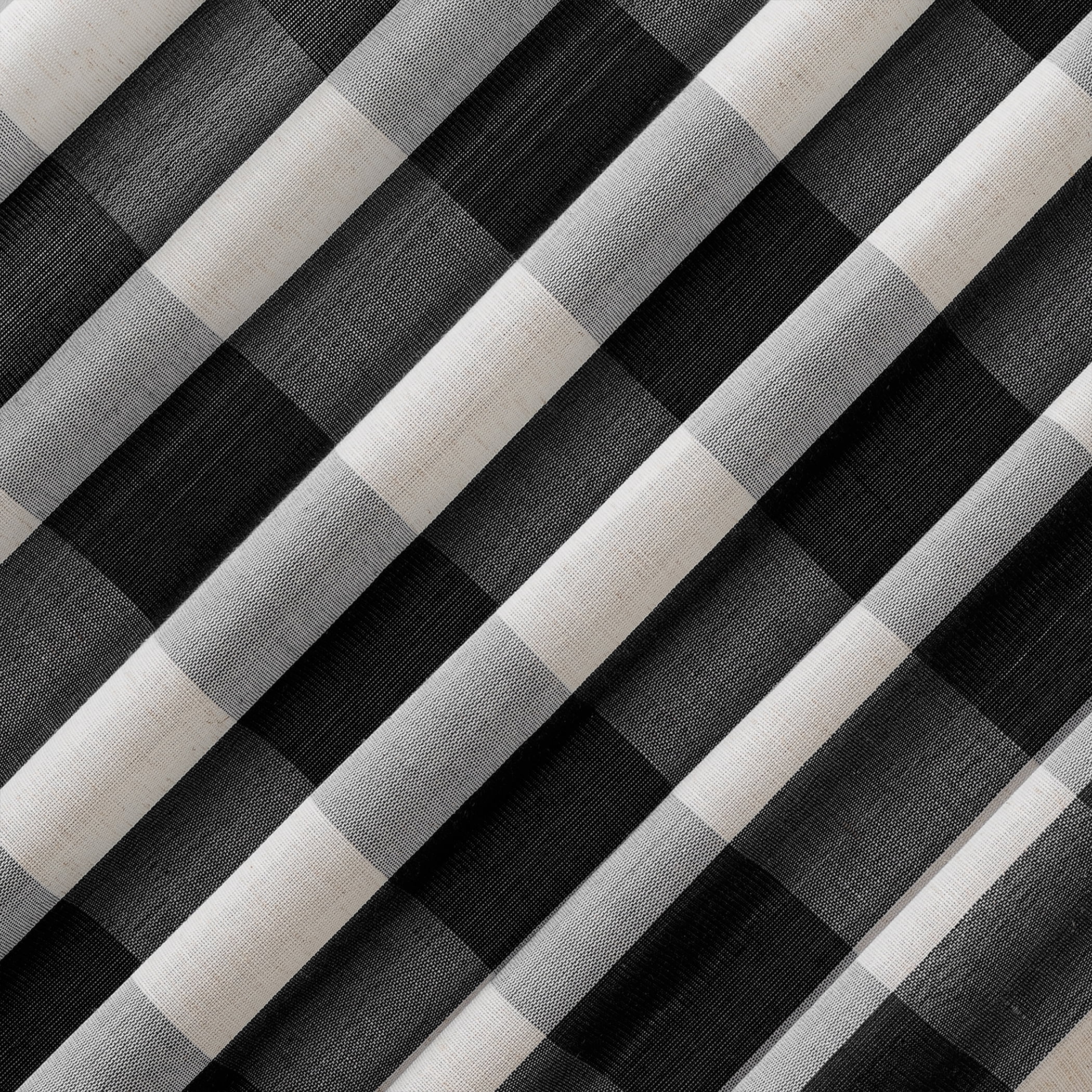 Better Homes and Gardens Buffalo Plaid Semi-Sheer Back Tab Curtain Panel, 50" x 84", Black