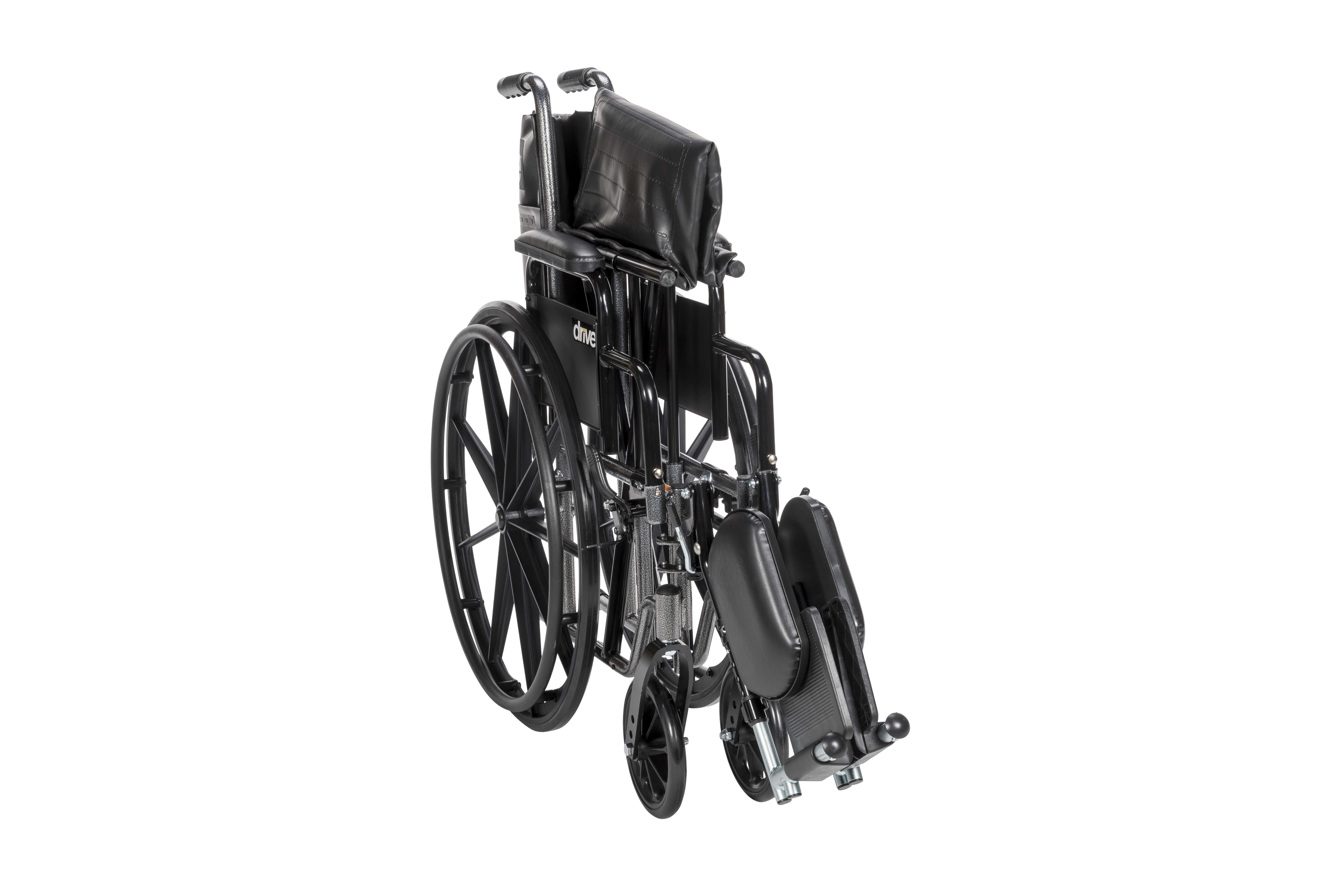 Drive Medical Silver Sport 2 Wheelchair, Detachable Desk Arms, Elevating Leg Rests, 18" Seat