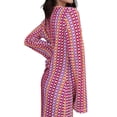 thumbnail image 3 of Womens Crochet Bell Long Sleeve V Neck Loose Maxi Dress Boho Eyelet Long Sundresses with Slit Rose Red L, 3 of 9