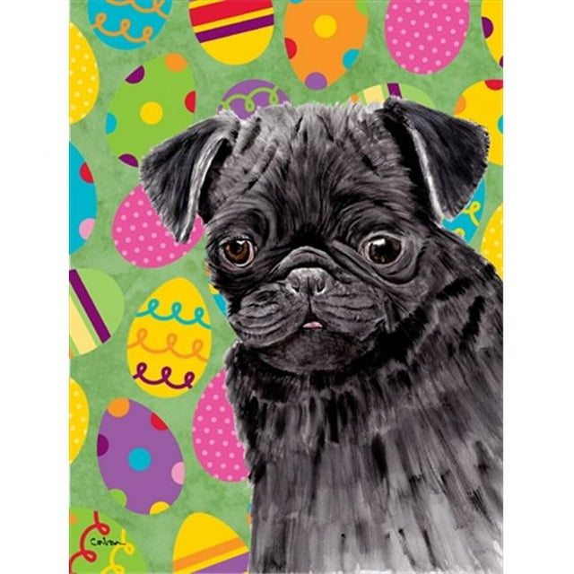 11 x 15 Po Pug Pâques Eggtravaganza Jardin Taille Drapeau