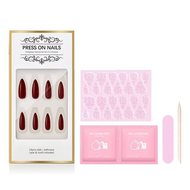 ibcccndc Press-on False Nail Kit Bright Color Waterdrop Shape Nail Art Tips Tools