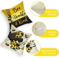 thumbnail image 4 of Spring Cartoon Mouse Decorative Throw Pillow Covers 18 x 18 Set of 4, Always Bee Happy Yellow Black Stripes Cushion Case Decor, Bee Humble Kind Polka Dot Home Decoration for Sofa Couch, 4 of 6