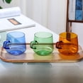 thumbnail image 2 of Taza de café de vidrio de color con asa, taza para beber en la sala de estar del hogar, taza para remojar, taza para leche, taza para desayuno, 2 of 4