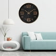thumbnail image 5 of Modern Large Round 3D Numbers design the wall Clock Silent Indoor Battery Operated Clocks for Hotel Shops - Black Gold, 5 of 8