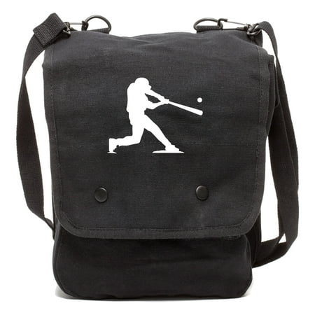 Baseball Player Canvas Crossbody Travel Map Bag
