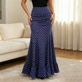 thumbnail image 2 of CAIXIA Womens Maxi Skirt 2026 Summer Flowy Polka Dot Floral High Waisted Mermaid Office Work Spring Long Slip Skirts, 2 of 5