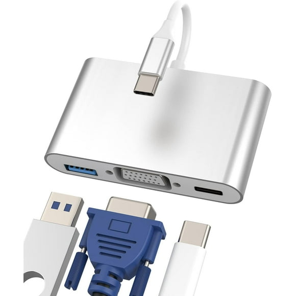 shiyou-USB C to VGA USB-A Type-C Adapter(3in1) TV Splitter Digital AV Converter Charger Connector Cord Thunderbolt OTG Cable Projector Monitor Sync Screen Mouse MacBook Apple IPhone15 Pro Max Plus ip
