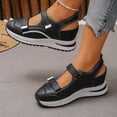 thumbnail image 3 of Rokment Womens Orthopedic Platform Wedge Walking Sandals Spring Summer Fall Comfortable Casual Leather Color Block Closed Toe Running Fashion Sneakers Beach Mary Jane Dress Shoes Black Size 6.5, 3 of 6