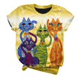 thumbnail image 1 of Mode Adulte Femmes Col Rond Manches Courtes Impression Numérique 3d Chat Haut Décontracté T-shirt, 1 of 5