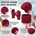 thumbnail image 2 of LOOIKOOS 3PCS Unisex Winter Beanie Hat Scarf and Touch Screen Gloves Set, Warm Thick Fleece Lined Skull Cap Scarf and Gloves Set for Women Gifts, 2 of 5