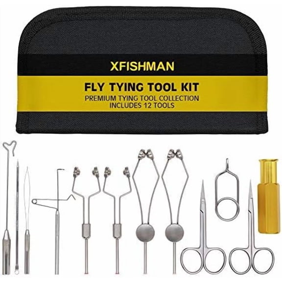 Fly Tying Tool Kit 12 in 1 with Bobbin Finisher Scissors Hackle Hair Stacker Fly Fishing Tying Tools Set$$Sport & Recreation Other