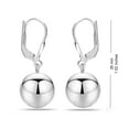 thumbnail image 4 of LeCalla 925 Sterling Silver Jewelry Light-Weight Dangle Ball Drop Leverback Earrings for Women 10MM, 4 of 7
