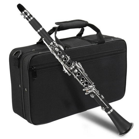 MYZBBD Professional 17 Key Hard Bakelite Clarinet B Flat with Manual Cloth and Screwdriver, Full Kit for Student Beginner and Band Practice, Orchestral Instrument