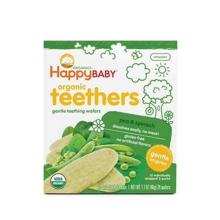 Happy Baby Gentle Teethers, Organic Baby Food, Pea & Spinach, 12 Count