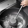 thumbnail image 4 of Long Handle Steel Wool Scrubber,Stainless Steel Pot Pan Scrubber with Replaceable Scouring Ball,Heavy Duty Cast Iron Cleaner for Skillets,Griddles Cookware, 4 of 6