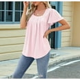 thumbnail image 6 of Women'S Tunic Tops Loose Fit Short Sleeve Shirts Crew Neck Summer Casual Tops Light Pink M, 6 of 9