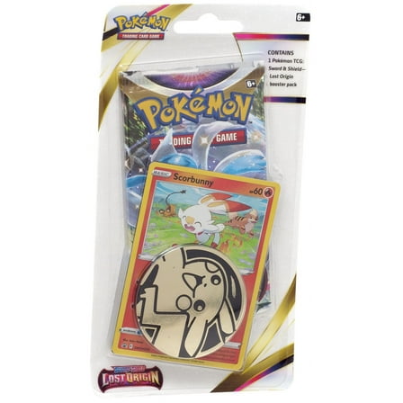 Pokemon Sword & Shield Lost Origin Scorbunny Checklane BLISTER Pack (Booster Pack, Promo Card & Coin)