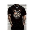thumbnail image 1 of Faith Can Move Mountains Men's 100% Cotton T-Shirt - Inspirational Biblical Print, Round Neck Short Sleeve Casual Tee, Black with White Lettering, Seasonal Trendy High Street Fashion, 1 of 7