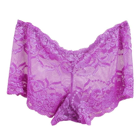 

Spdoo Women s Hipster Lace Trim Boyshort Underwear Panties Sheer Regular to Plus Size