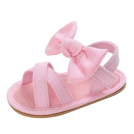 

LBECLEY Toddler Sandals Size 6 Summer Children Baby Toddler Shoes Girls Sandals Flat Bottom Light Open Toe Solid Color Bow Back Strap Comfortable Baby Boy Hats Fall Pink 11