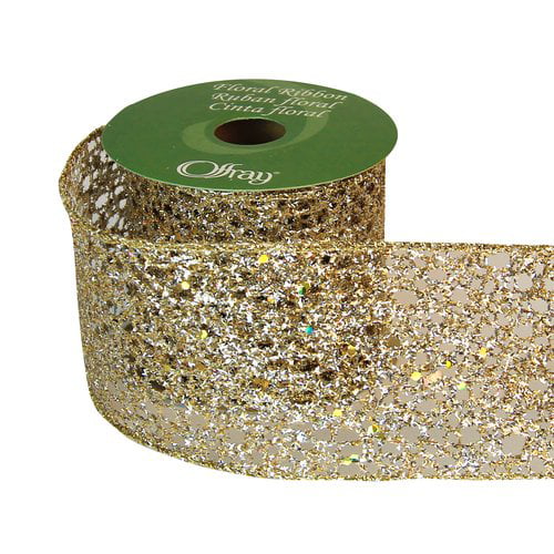 Offray Glitter Ribbon 7/8 x 9 Feet - Champagne - Ribbon & Deco Mesh - Crafts & Hobbies