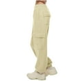 thumbnail image 4 of Patlollav Fall Winter Women Casual Trousers,Ladies High Waist Drawstring with Multi-Pockets Long Pants, 4 of 6