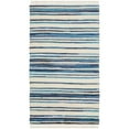 thumbnail image 3 of SAFAVIEH Rag Benton Striped Cotton Runner Rug, Ivory/Blue, 2'3" x 6', 3 of 9