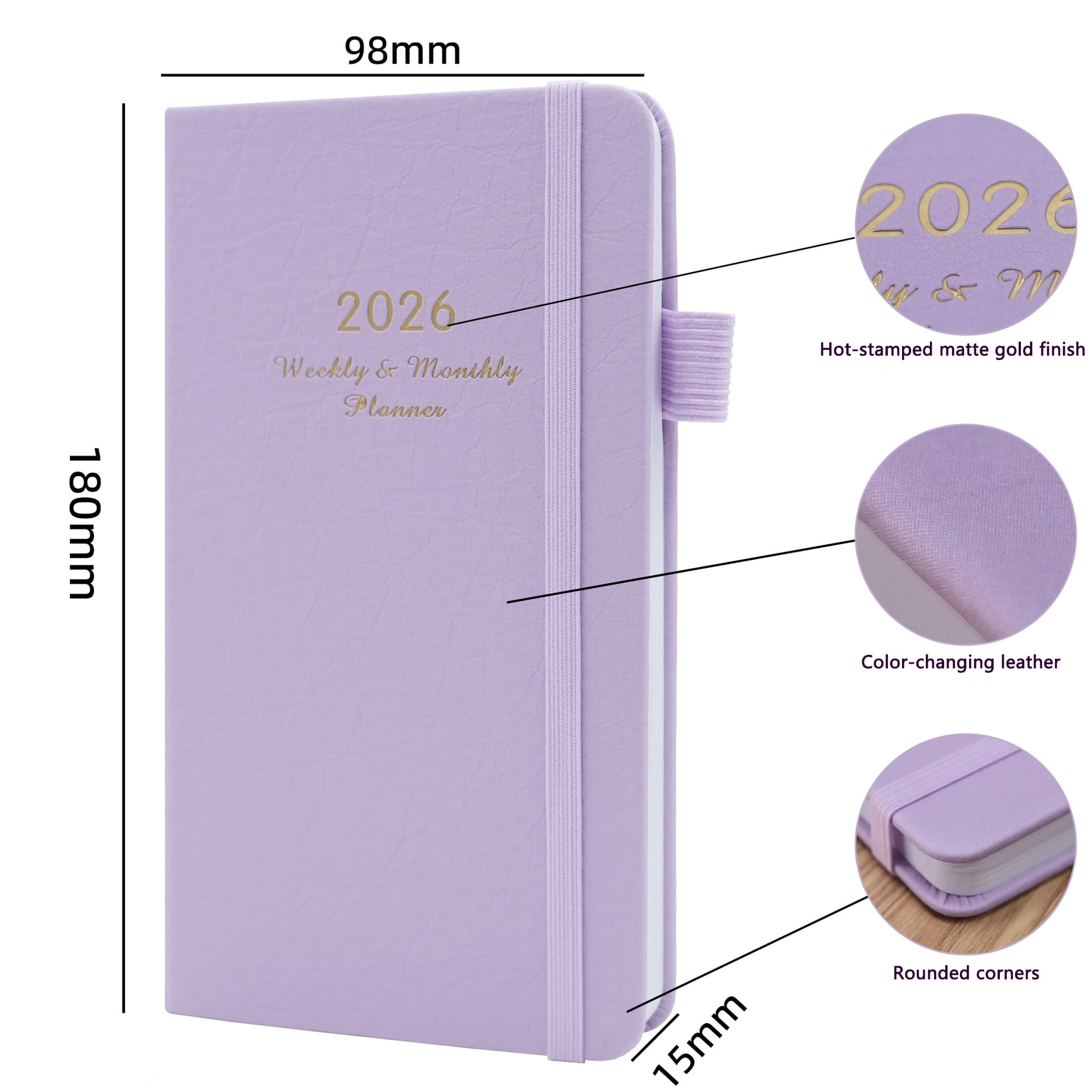 2026 Weekly Planner - 2026 Planner with Pen Holder, Jan 2026 - Dec 2026, 3.86" x 7.09" Weekly Planner/Calendar,Perfect for School Office Home Planning（2 pcs）