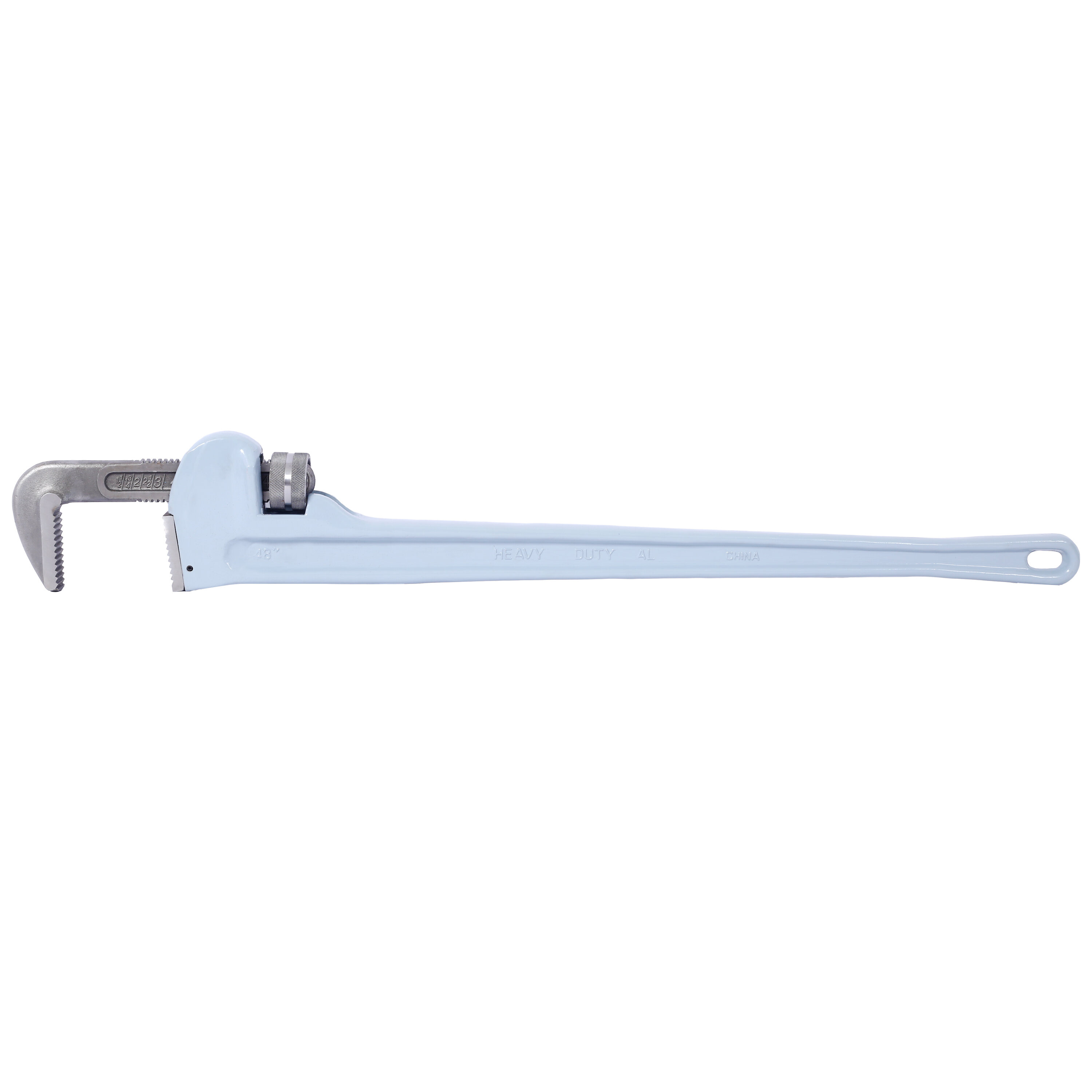 , 48 inch Pipe Wrench Aluminum Straight Pipe Wrench Heavy Duty 48-Inch Plumbers Wrench,Easy to Carry, Hangable Design, for Water Pipes, Automotive Repairs, Light Gray ,Aluminium Alloy ,