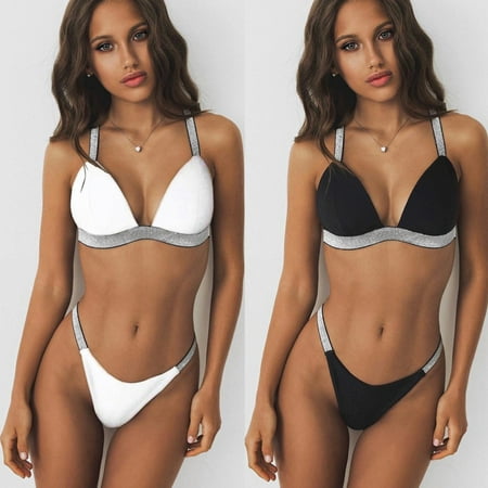 

Fhljh Women s Bikini Padded Push-Up Bra Bandage Swimsuit Beachwear Swimwear Bathing