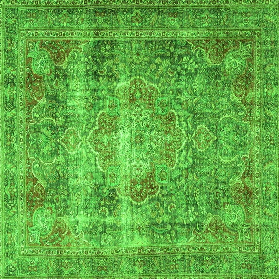 Ahgly Company Indoor Square Medallion Green Traditional Area Rugs, 5' Square