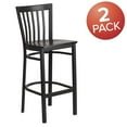 thumbnail image 3 of Flash Furniture 2 Pk. HERCULES Series Black School House Back Metal Restaurant Barstool - Walnut Wood Seat, 3 of 8