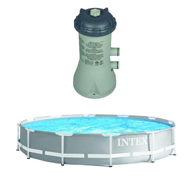 Intex 12' x 30" Steel Frame Above Ground Pool & 1000 GPH Above Ground Pool Pump