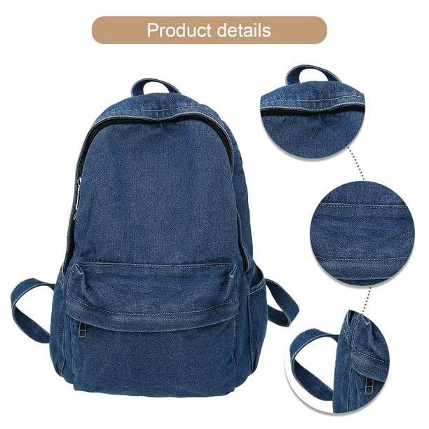 Mochila para Mujeres Hombres Mezclilla Con Múltiples Bolsillos