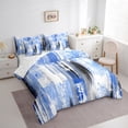 thumbnail image 3 of Homewish Blue Oil Printing Bedding Comforter Set for Teens, Modern Stripes Abstract King Bedding Sets, Fashion Art Reversible Bed Sheets, Lightweight Room Decor, 3 of 7