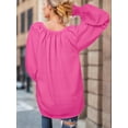 thumbnail image 6 of Weardear Women's Smocked Long Sleeve V-Neck Blouse, Casual Chiffon Tops, 6 of 7