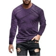 thumbnail image 2 of Blusas y camisas de manga larga con cuello redondo para hombre, blusa informal de manga larga con cuello redondo y estampado de rayas, blusa de poliéster para hombre, 2 of 5