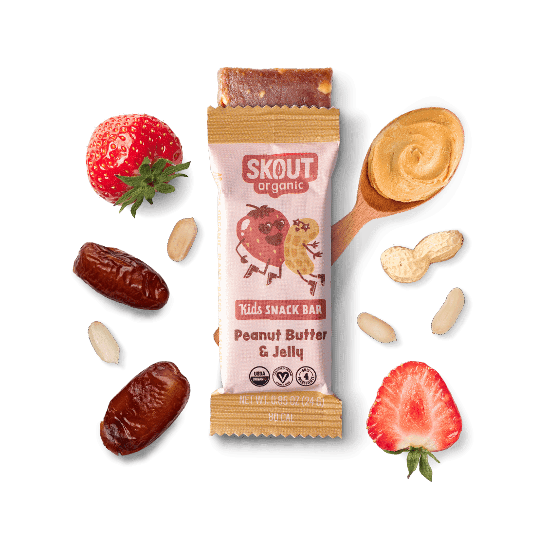 Skout Organic Peanut Butter & Jelly Kids Snack Bars (18 Pack) | Organic Snacks for Kids | No Refined Sugar | Vegan | Gluten, Dairy & Seed Oil Free